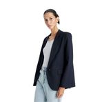 DeFacto Oversize Fit Geniş Kalıp Ceket Yaka Düğme Kapamalı Basic Düz Blazer Ceket Lacivert 44