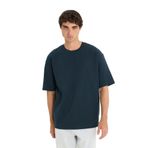 DeFacto Oversize Geniş Kalıp Bisiklet Yaka Ağır Kumaş Basic Düz Kısa Kollu Tişört, XS, E9798AX25AU, Lacivert-NV163, Erkek