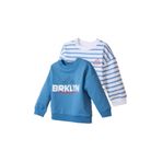 DeFacto Oversize Geniş Kalıp Bisiklet Yaka Baskılı 2'li Sweatshirt Erkek Bebek, 9-12 Ay, G6343A526SP, Mavi-BE534, erkek-bebek
