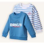 DeFacto Oversize Geniş Kalıp Bisiklet Yaka Baskılı 2'li Sweatshirt Erkek Bebek G6343A526SP - Mavi-BE534 - 18 - 24 Ay
