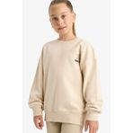 Defacto Oversize Geniş Kalıp Bisiklet Yaka Baskılı Sweatshirt Kız Çocuk, 5-6 Yaş, E6755A825AU, Ekru-ER230, kız-çocuk, 5/6 Yaş (116cm)