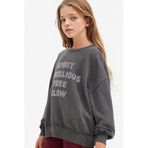 Defacto Oversize Geniş Kalıp Bisiklet Yaka Baskılı Sweatshirt Kız Çocuk, 7-8 Yaş, G2462A825WN, Antrasit-AR154, kız-çocuk, 7/8 Yaş (128cm)