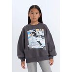 Defacto Oversize Geniş Kalıp Bisiklet Yaka Baskılı Sweatshirt Kız Çocuk, 8-9 Yaş, D7054A824WN, Antrasit-AR148, kız-çocuk, 8/9 Yaş (134cm)