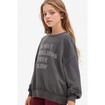 Defacto Oversize Geniş Kalıp Bisiklet Yaka Baskılı Sweatshirt Kız Çocuk, 8/9 Yaş (134cm), G2462A825WN, Antrasit, kız-çocuk