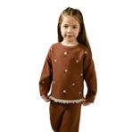 DeFacto Oversize Geniş Kalıp Bisiklet Yaka Çiçekli Uzun Kollu Tişört Kız Bebek, 9-12 Ay, G6839A525CW, Kahve-BN176, Kız bebek
