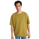 DeFacto Oversize Geniş Kalıp Bisiklet Yaka Kısa Kollu Tişört, M, G1702AX, KHAKİ, Erkek