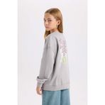 Defacto Oversize Geniş Kalıp Bisiklet Yaka Sırt Baskılı Sweatshirt Kız Çocuk, 7/8 Yaş (128cm), D6630A824AU, Gri, kız-çocuk