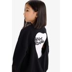DeFacto Oversize Geniş Kalıp Bisiklet Yaka Sırt Baskılı Sweatshirt Kız Çocuk, 8-9 Yaş, D9209A825SP, Siyah-BK81, kız-çocuk
