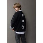 DeFacto Oversize Geniş Kalıp Bisiklet Yaka Sırt Baskılı Yıkamalı Soluk Efektli Sweatshirt Erkek Çocuk, 8-9 Yaş, D8494A825SP, Siyah-BK81, erkek-çocuk