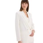 DeFacto Oversize Geniş Kalıp Ceket Yaka Blazer Ceket Ekru 38