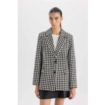DeFacto Oversize Geniş Kalıp Ceket Yaka Düğmeli Tweed Desenli Blazer Ceket