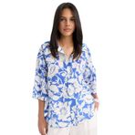 DeFacto Oversize Geniş Kalıp Desenli Vual Yarım Kollu Gömlek, XS, F2773AX25SM, Mavi-BE46, Kadın