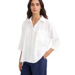 DeFacto Oversize Geniş Kalıp Pamuklu Kısa Kollu Gömlek Ekru, XS, F6111AX25SM, Ekru-ER105, Kadın