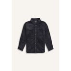 DeFacto Oversize Geniş Kalıp Polo Yaka Kadife Uzun Kollu Gömlek Erkek Çocuk, 7-8 Yaş, C9079A824WN, Antrasit-AR210, Erkek Çocuklar