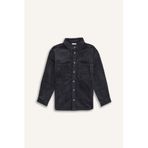 DeFacto Oversize Geniş Kalıp Polo Yaka Kadife Uzun Kollu Gömlek Erkek Çocuk, 8-9 Yaş, C9079A824WN, Antrasit-AR210, Erkek Çocuklar