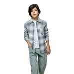 DeFacto Oversize Geniş Kalıp Polo Yaka Kareli Flanel Uzun Kollu Gömlek Erkek Çocuk, 13-14 Yaş, G3463A825WN, Lacivert-NV125, Erkek Çocuk