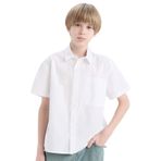 DeFacto Oversize Geniş Kalıp Polo Yaka Paraşüt Kısa Kollu Gömlek Erkek Çocuk, 13-14 Yaş, E1588A825HS, Beyaz-WT34, Erkek Çocuklar
