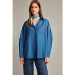 DeFacto Oversize Geniş Kalıp Uzun Kollu Gömlek, STD, G6246AX25WN, Lacivert, Kadın