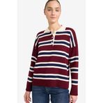 DeFacto Oversıze Polo Yaka Çizgili Kazak, L/XL, G7178AX25WN, Bordo-BR467, Kadın