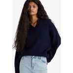 DeFacto Oversıze Polo Yaka Triko Kazak, 2XL, F9126AX25WN, Lacivert-NV131, Kadın