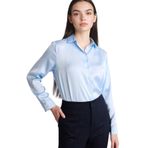 DeFacto Oversize Saten Gömlek Mavi, XL, G0244AX26SP, Mavi-BE366, Kadın