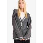 DeFacto Oversize V Yaka Düğmeli Hırka, S, F9556AX25WN, Antrasit-AR191, Kadın