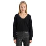 DeFacto Oversize V Yaka Triko Kazak, 2XL, E2309AX24WN, Siyah-BK27, Kadın
