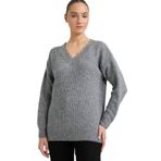 DeFacto Oversize V Yaka Triko Kazak, 2XL, G6653AX25WN, Gri-GR156, Kadın