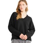 DeFacto Oversize V Yaka Triko Kazak, L, G2957AX25AU, Siyah-BK27, Kadın