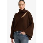 Defacto Oversize V Yaka Triko Kazak, Std, G8067AX25WN, Kahve, Kadın