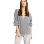 DeFacto Oversize V Yaka Triko Kazak, XS, Z7135AZ25WN, Gri-GR90, Kadın
