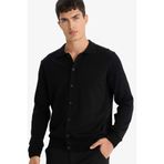 DeFacto Pamuk Polo Yaka Triko Hırka, 3XL, F5863AX25WN, Siyah-BK27, Erkek