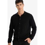 DeFacto Pamuk Polo Yaka Triko Hırka, S, F5863AX25WN, Siyah-BK27, Erkek
