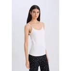 DeFacto Pamuklu İnce Askılı İç Atlet, XS, M6858AZ25SP, Beyaz, Kadın