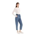 DeFacto Paperbag Rahat Kesim Yüksek Bel Beli Lastikli Hafif Düz Paça Jean Yıkamalı Pantolon, 32, 3194595, Mavi, Kadın