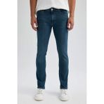DeFacto Pedro Slim Fit Dar Kalıp Erkek Jean Pantolon Desenli Pamuklu Kumaş Normal Bel Dar Paça B0398AX23AU - Yeşil-NM41 - 30 / 32