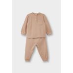 DeFacto Pijama Takımı Uzun Kollu Waffle Üst Uzun Alt Erkek Bebek G1520A525WN - Bej-BG222 - 4 - 5 Yaş