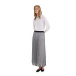 DeFacto Pilise Desenli Şifon Maxi Etek, L/XL, E5454AX25SP, Siyah-BK81, Kadın