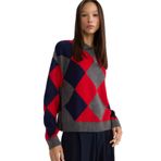 DeFacto Polo Yaka Baklava Desenli Triko Kazak, S/M, G6543AX25WN, Gri-GR27, Kadın
