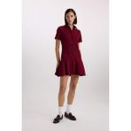 DeFacto Polo Yaka Basic Pileli Mini Elbise D4203AX24AU - 36 - Bordo-BR118