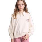 DeFacto Polo Yaka Baskılı Sweatshirt Kız Çocuk, 5-6 Yaş, E6841A826SP, Ekru-ER85, kız-çocuk