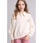 DeFacto Polo Yaka Baskılı Sweatshirt Kız Çocuk, 7-8 Yaş, E6841A826SP, Ekru-ER85, kız-çocuk