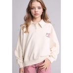 DeFacto Polo Yaka Baskılı Sweatshirt Kız Çocuk, 9-10 Yaş, E6841A826SP, Ekru-ER85, kız-çocuk