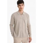 DeFacto Polo Yaka Triko Hırka Gri, 3XL, F3720AX25WN, Gri-GR302, Erkek