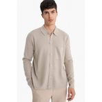 DeFacto Polo Yaka Triko Hırka, M, F3720AX25WN, Gri-GR302, Erkek