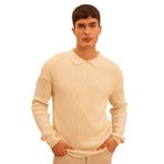 DeFacto Polo Yaka Triko Kazak Bej, 2XL, D3218AX24WN, Bej-BG300, Erkek