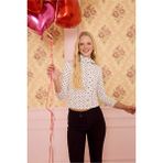 DeFacto Puantiyeli Fitted Kayık Yaka Bluz G9707AX26SP - Beyaz-WT32 - 2XL