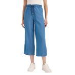 DeFacto Pull On Culotte Yüksek Beli Lastikli Akışkan Kumaş Yıkamalı İnce Jean Pantolon, 36, D8241AX25SM, Mavi, Kadın