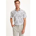 DeFacto R1488AZ20SM Erkek Yaprak Desenli Regular Fit Kısa Kollu Gömlek