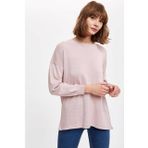 DeFacto R1591AZ20WN Mavi Relax Fit Bisiklet Yaka Triko Kadın Kazak